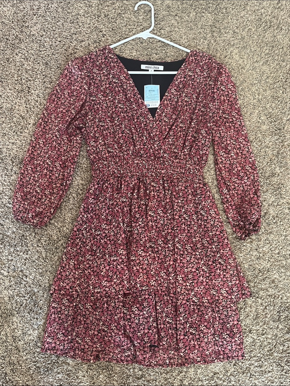 Mimi Chica Burgundy Floral Midi Dress